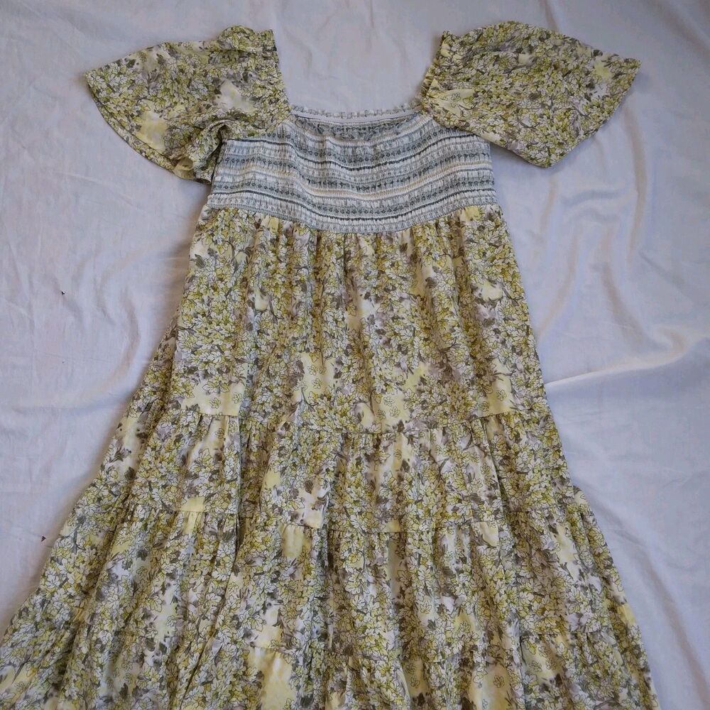 Davi And Dani Maxi Dress Smocked Floral Peasant Boho Prairie Women's Medium - Picture 8 of 11